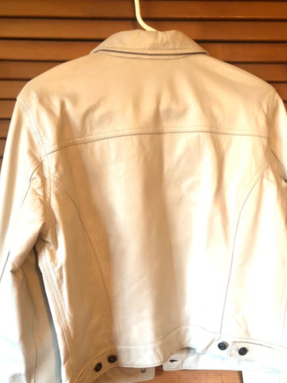 Vintage Y2K Gap Cream Leather Jacket - Picture 3 of 7